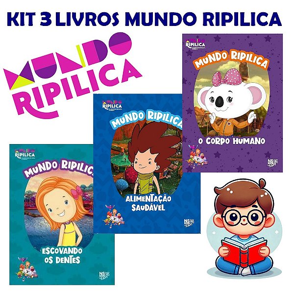 Kit 3 Livros Mundo Ripilica Escovando Os Dentes Alimentação Saudável O Corpo Humano