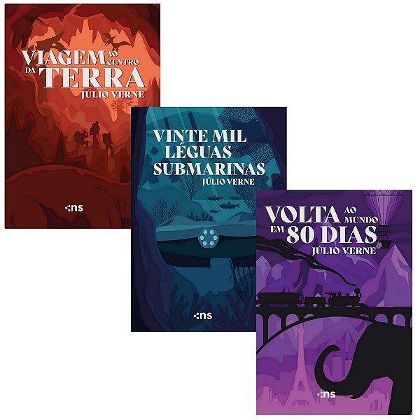 Combo Julio Verne Viagem ao Centro da Terra Vinte Mil Léguas Submarinas A Volta ao Mundo em 80 Dias