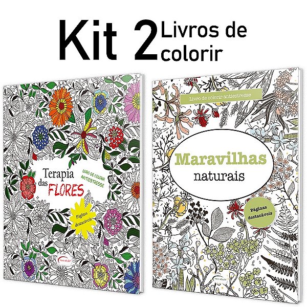 Combo Livros de Colorir - Terapia das Fores e Maravilhas Naturais