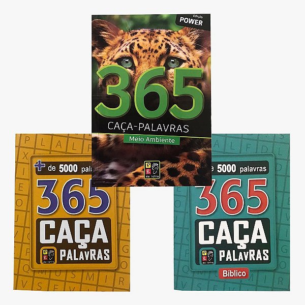 Kit 3 Livros 365 Caça Palavras Letra Grande Letrão Mais 15000 Palavras Original