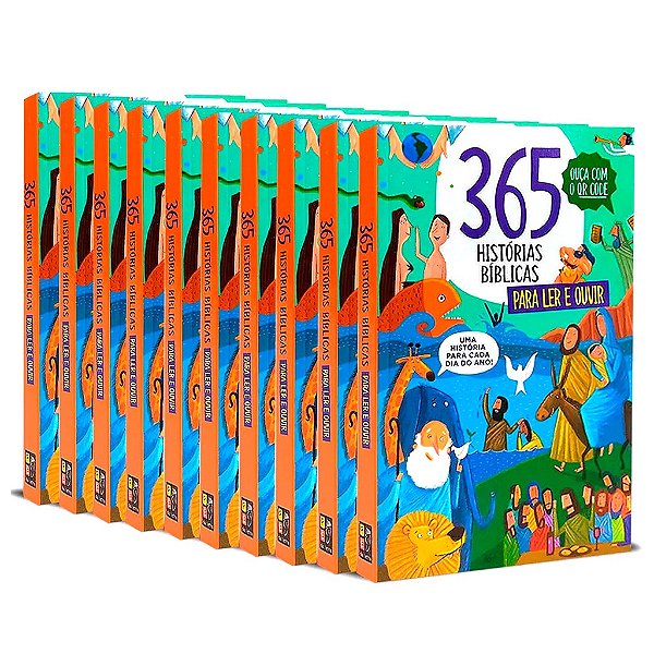 Pack 10 Unidades - 365 Histórias Bíblicas Para Ler E Ouvir - Com QR Code