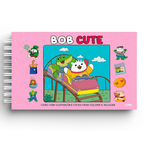 Bob Cute Capa Dura Rosa - Livro de Colorir com 48 Ilustrações Fofas Para Colorir E Relaxar
