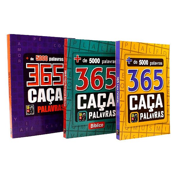 Kit 365 Caça Palavras + 15000 Palavras 3 Livros Original Pé Da Letra