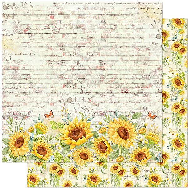 Papel Scrapbook - SD-1129 - Litoarte - Girassol II - 30,5 x 30,5cm