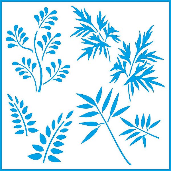 Stencil Litoarte - STXX-044 - Folhas - 20x20cm
