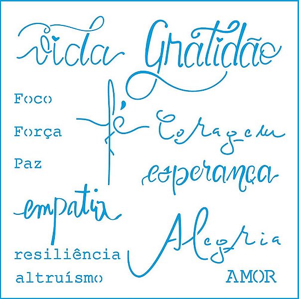 Stencil Litoarte - STXX-182 - Palavras de Otimismo - 20x20cm