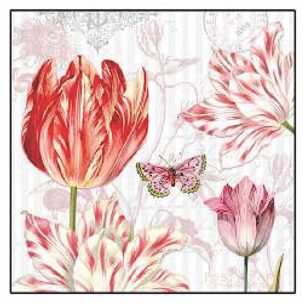 Guardanapo - Tulips Postcards - 33x33cm - 13315860