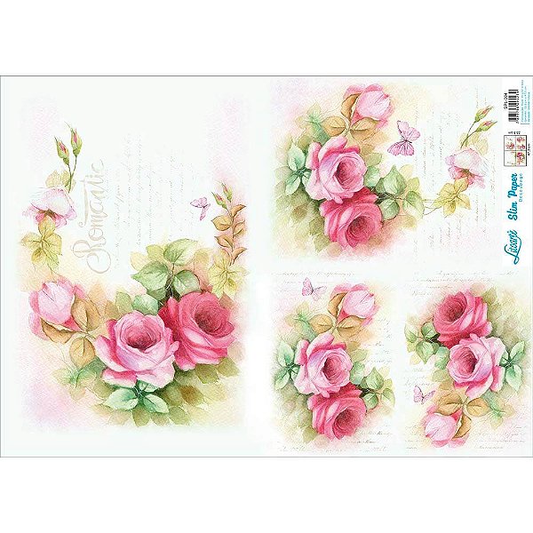 Slim Paper Litoarte - 47,3 x 33,8 cm - Rosas fundo Folha - SPL-004
