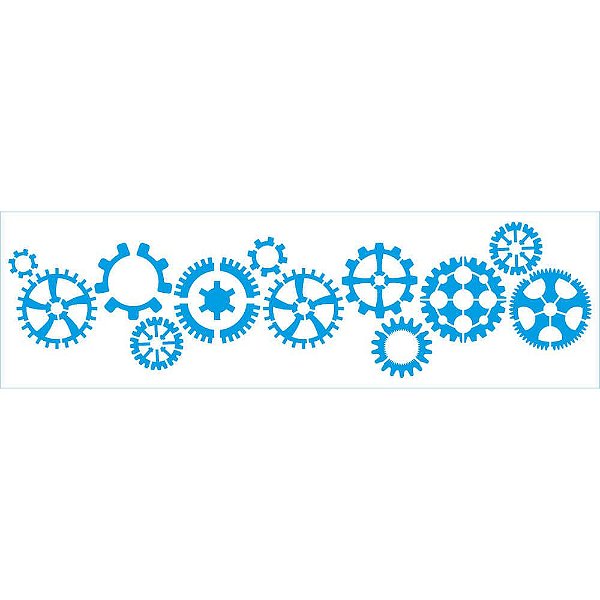 Stencil Litoarte  - STE-378 - Steampunk Engrenagem - 28x8cm