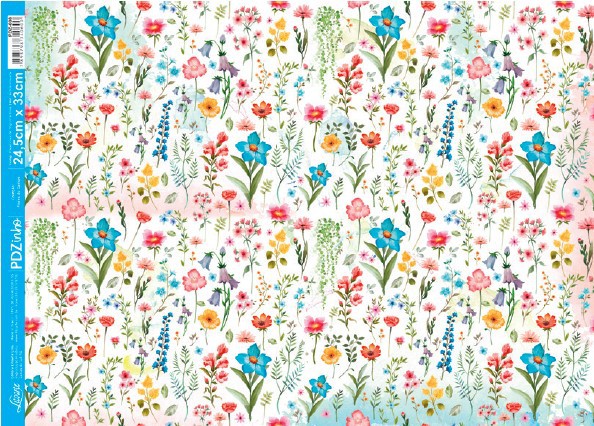 PDZINHO Papel Decoupage Litoarte - Coleção Flores do Campo - 24,5X33 - PDZ-008