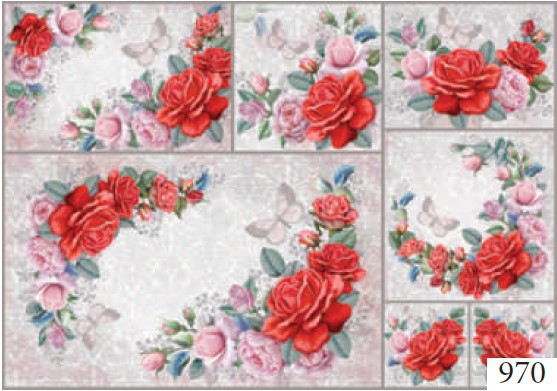 Papel Decupage Litoarte - GUIRLANDA DE ROSAS - 49x34cm - PD-0970