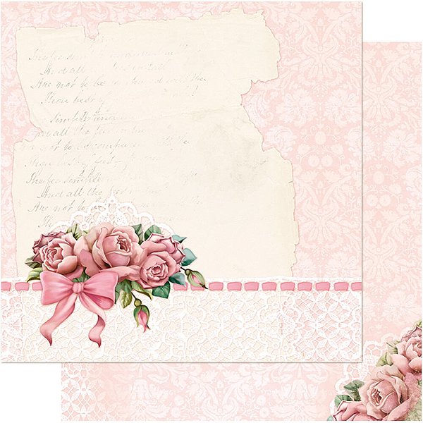 Papel Scrapbook - SD-0464 - Litoarte - ROSAS SHABBY CHIC