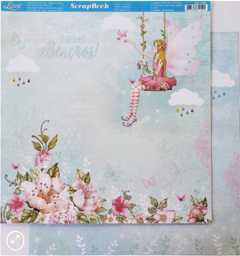 Papel Scrapbook - SD-1025 - Litoarte - Fada no balanço