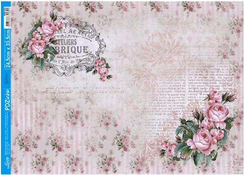 PDZINHO Papel Decoupage Litoarte - Rosas Vintage - 24,5X33 - PDZ-023