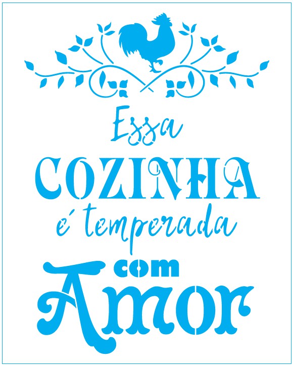 Stencil Litoarte - STR-225 - Farm House - Cozinha temperada com amor - 20x25cm