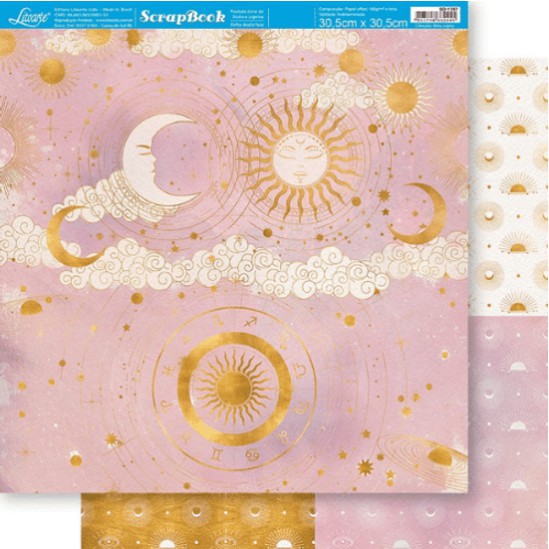 Papel Scrapbook - SD-1197 - Litoarte - Sol e Lua - 30,5 x 30,5cm