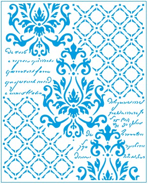 Stencil Litoarte - STR-252 - Coleção Memórias Vintage Arabescos e Texto - 20x25cm