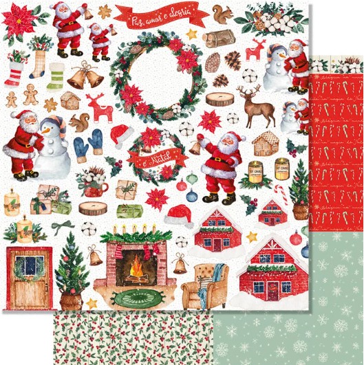 Papel Scrapbook - SDN-149 - Litoarte - Natal - Coleção Noite de Natal Para Recortes