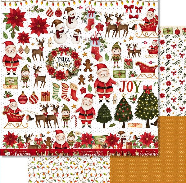 Papel Scrapbook Litoarte - Coleção de Natal Feliz Recorte 30,5 x 30,5 cm - SDN-153