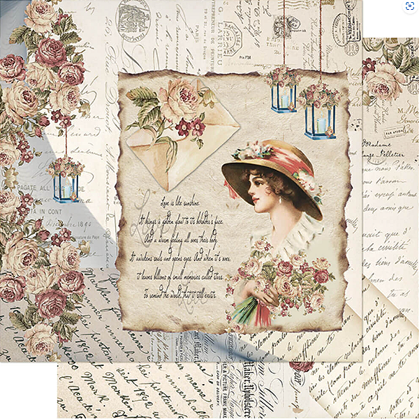 Papel de Scrapbook - SD-1090 - Litoarte – Dama Vintage