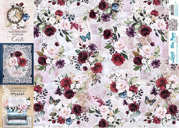 Slim Paper Litoarte - 47,3 x 33,8 cm - Coleção Memórias Vintage- SPL-069