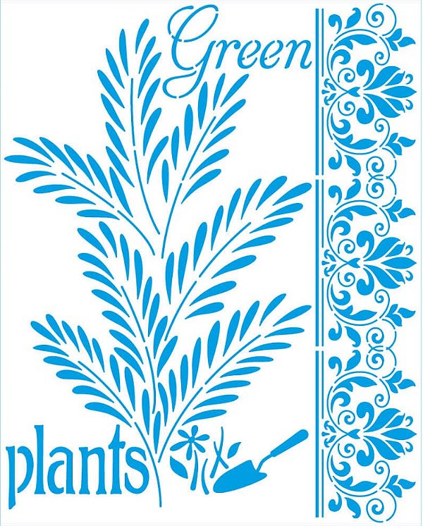 Stencil Litoarte - STR-269 - Green Plants - 20x25cm