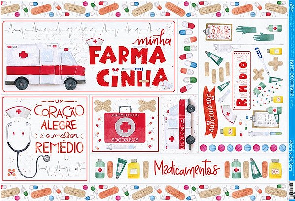 Papel Decupage - PD-1077 - Litoarte - Coleção Farmácia - 49x34cm