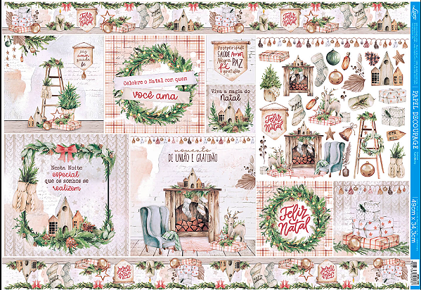 Papel para Decoupage Natal - Coleção Natal Boho - 49x34cm - PDN-148