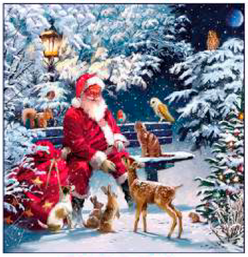 Guardanapo - 33313410 - Santa on Bench - 33x33cm