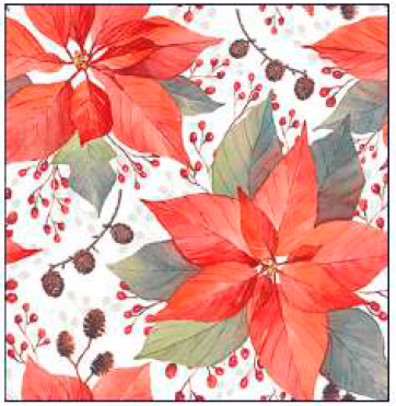 Guardanapo - 33316490 - Poinsetia and Berries - 33x33cm