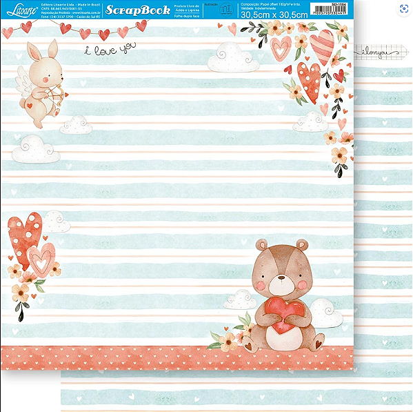 Papel de Scrapbook - SD-1184 - Litoarte – Coleção Amor Aquarela