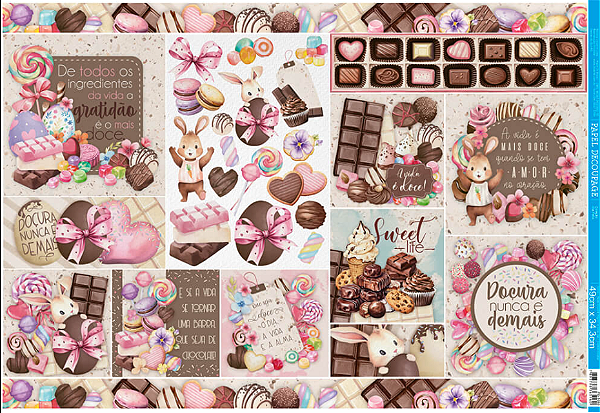 Papel para Decoupage – Coleção Chocolates - 49x34cm - PD-1093