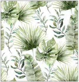 Guardanapo - 13318215 - Jungle Leaves White - 33x33cm