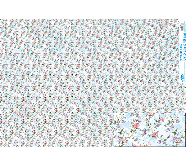 Papel De Seda - PSL029 - Mini Flores Fundo Azul