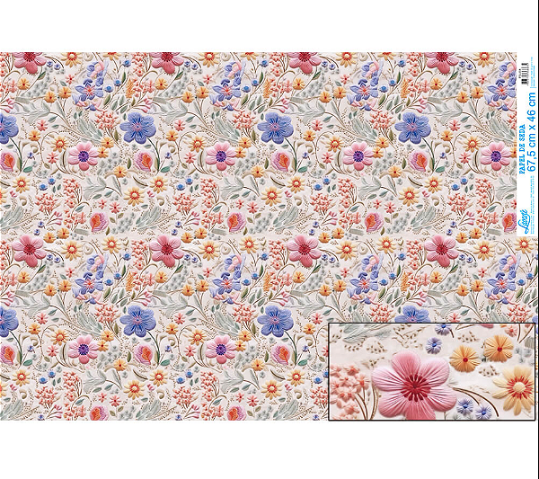 Papel De Seda - PSL034 - Flores 3D
