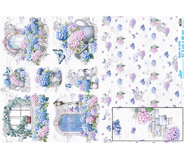 Papel De Seda - PSL042 - Hortensia