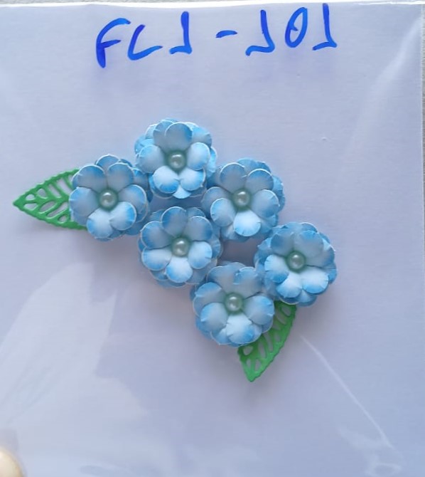 Pacote com 5 FLORES moldadas em papel + 2 folhas - FL1-101