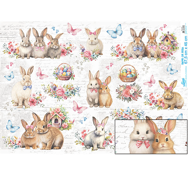 Papel De Seda - PSL003 - Coelhos Fofinhos
