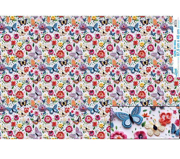 Papel De Seda  - PSL033 - Flores 3D