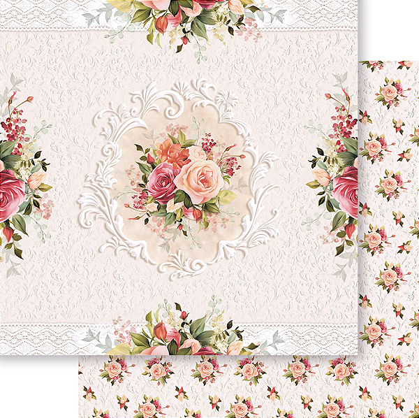 Papel Para Scrapbook - SD-1330 - Dupla Face - Rosas