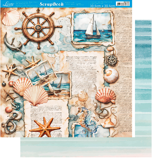 Papel Para Scrapbook - SD-1333 - Coleção mar doce Lar - Vintage fotos elementos