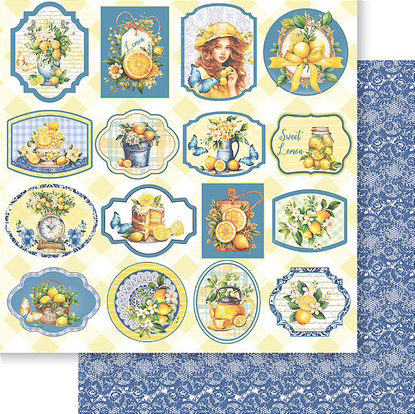 Papel Para Scrapbook - SD-1321 - Dupla Face - Coleção Limões