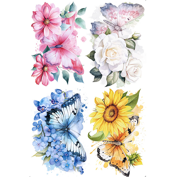Transfer de Imagem Big - Rosas, Girassol, Borboleta - TIB-010