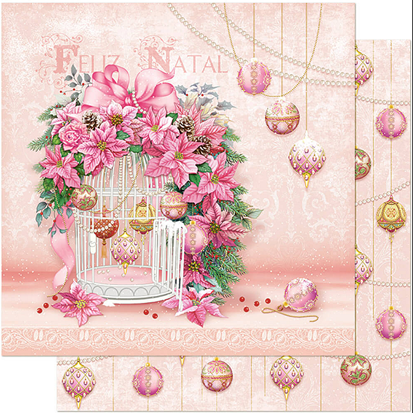 Papel Scrapbook - SDN-060 - Litoarte - Gaiola Com Pionsétias