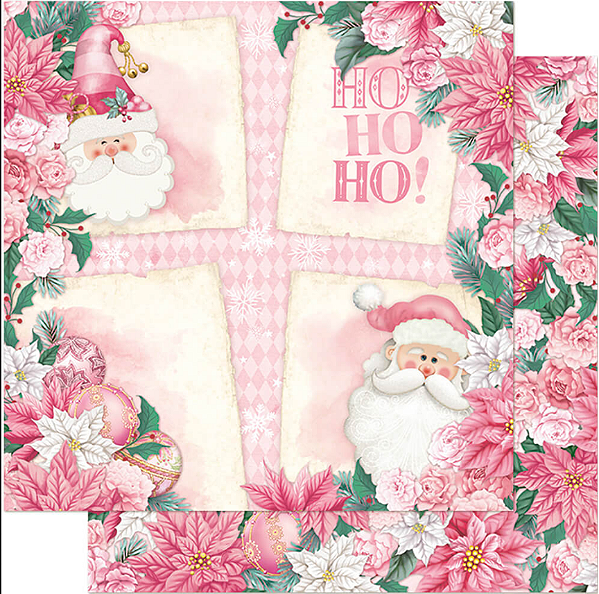 Papel para Scrapbook - SDN-117 - Dupla Face - Natal Rosa