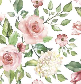 Guardanapo - G3-037 - Watercolour Roses with Hydrangea - 33x33cm