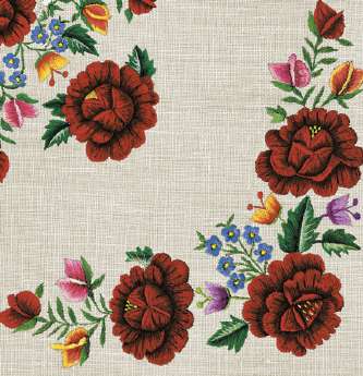 Guardanapo -  G3-066 - Roses Monuntain Embroldery Flok on Light Gray - 33x33cm