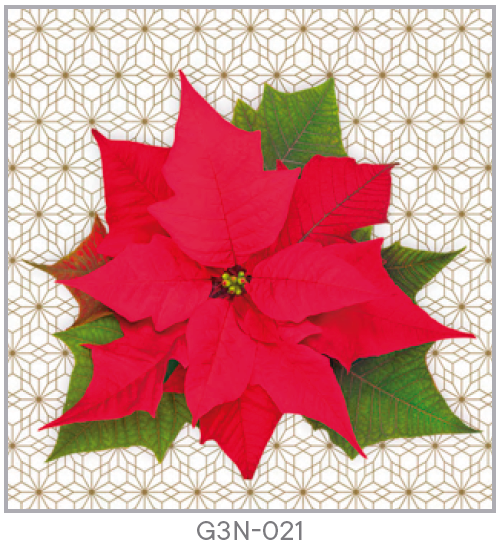 Guardanapo - G3N-021 - Christmas Poinsettia on White Silhouette - 33x33cm