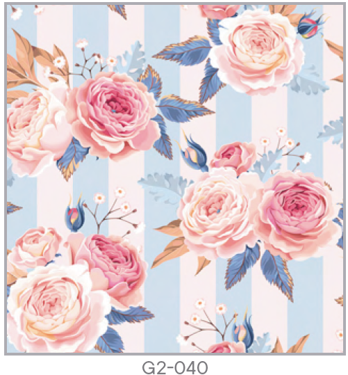 Guardanapo - G2-040 - Pink Roses on Blue Stripes - 33x33cm