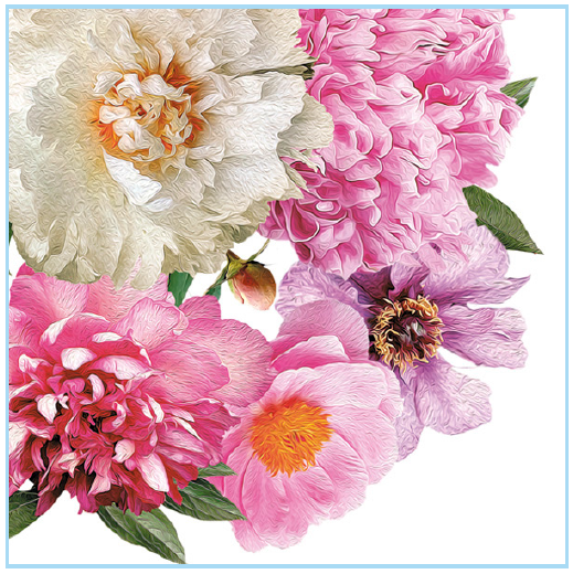 Guardanapo - G3-065  Blooming Peonies - 33x33cm